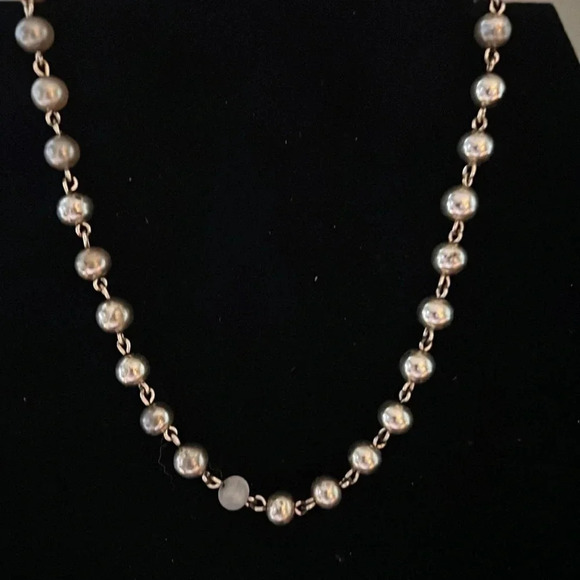 Vintage Gold & clear small beaded necklace with fish hook. Closure 15” - Picture 3 of 5